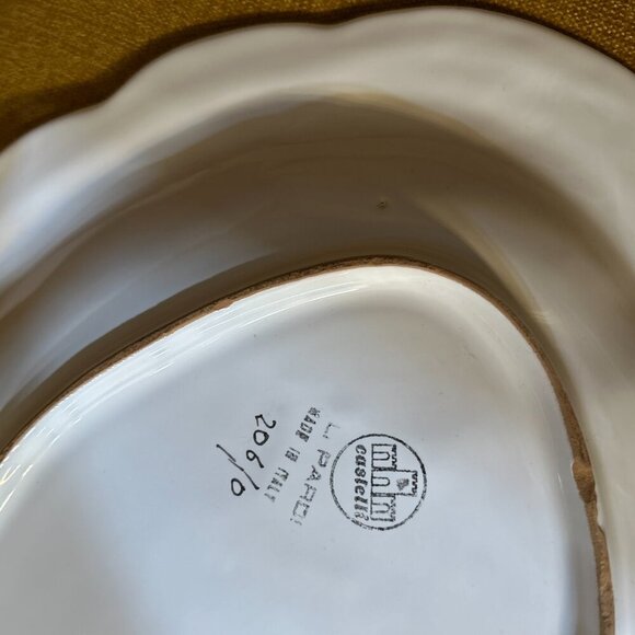 CASTELLI Italy Oval Serving Plate Faience Floral Scalloped Edge 15.5" - Picture 9 of 9